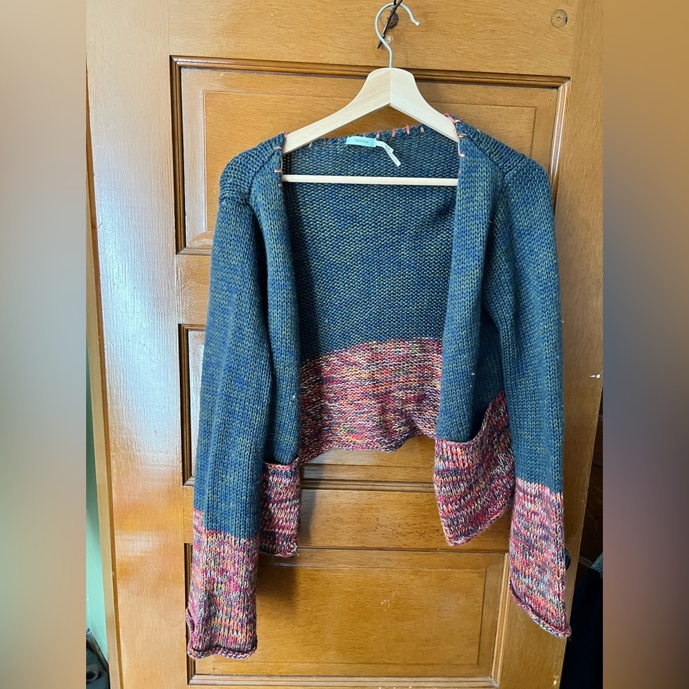 Kimchi Blue color block open wool cardigan